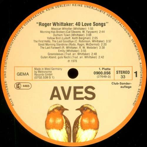 Cover Roger Whittaker - 40 Love Songs (2xLP, Comp, Club) Schallplatten Ankauf