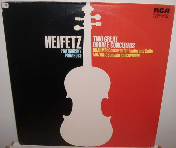 Cover Heifetz*, Piatigorsky*, Primrose*, Brahms*, Mozart* - Two Great Double Concertos (LP, RE, RM) Schallplatten Ankauf