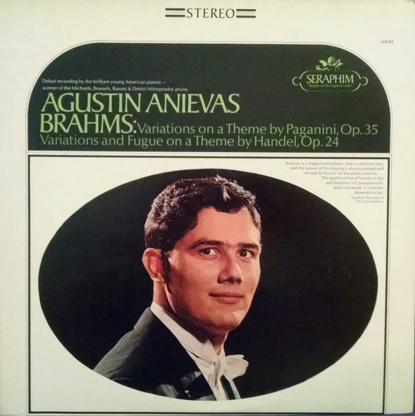 Cover Agustin Anievas - Brahms: Variations On A Theme by Paganini, Op. 35; Variations And Fugue On A Theme By Handel, Op. 34 (LP, Album, RE) Schallplatten Ankauf