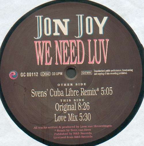 Cover Jon Joy - We Need Luv (12) Schallplatten Ankauf