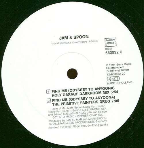 Cover Jam & Spoon - Find Me (Odyssey To Anyoona) (Remix II) (12, Maxi) Schallplatten Ankauf