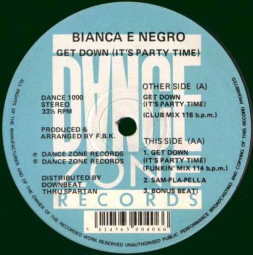 Cover Bianca E Negro - Get Down (It's Party Time) (12) Schallplatten Ankauf