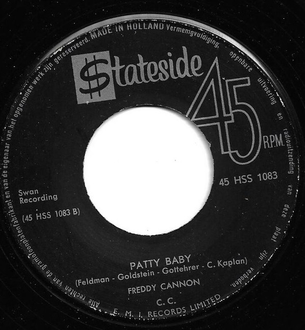 Cover Freddy Cannon - Patty Baby (7, Single) Schallplatten Ankauf