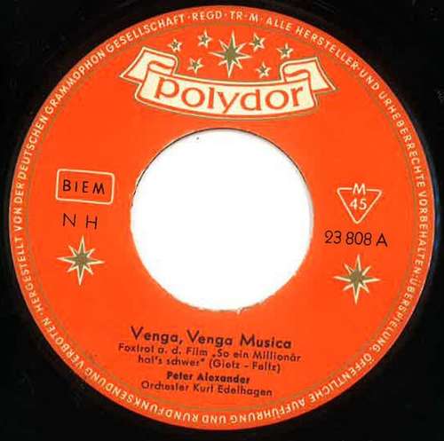 Cover Peter Alexander - Venga, Venga Musica (7, Single, Mono, MP, M/Print) Schallplatten Ankauf