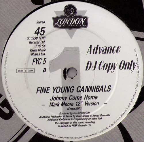 Cover Fine Young Cannibals - Johnny Come Home (Mark Moore 12 Version) (12, Promo) Schallplatten Ankauf