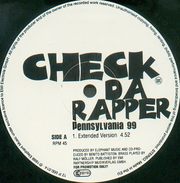 Cover Check Da Rapper - Pennsylvania 99 (12, Promo) Schallplatten Ankauf
