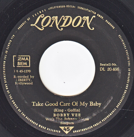 Bild Bobby Vee With The Johnny Mann Singers - Take Good Care Of My Baby / Bashful Bob (7, Single) Schallplatten Ankauf