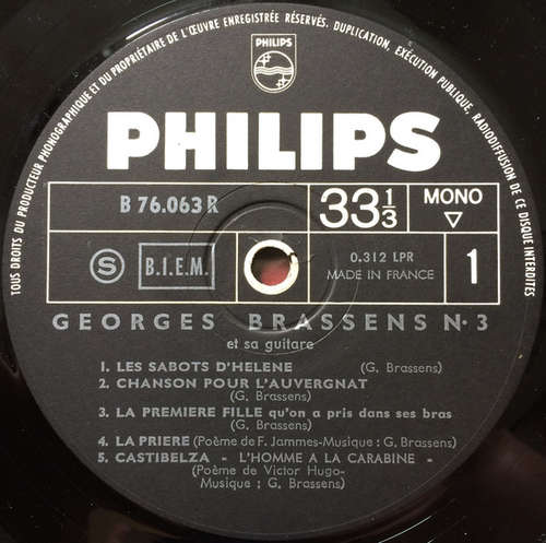 Cover Georges Brassens - N°. 3 (10, Album, Mono, RE, Fli) Schallplatten Ankauf