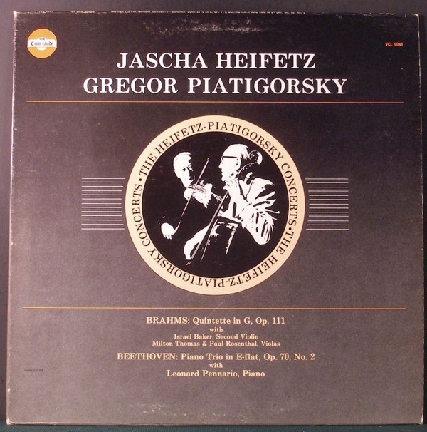 Cover Brahms* / Beethoven*, Jascha Heifetz, Gregor Piatigorsky - Quintette In G, Op. 111 / Piano Trio In E-flat, Op. 70, No. 2 (LP) Schallplatten Ankauf