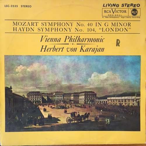 Cover Mozart* / Haydn* - Vienna Philharmonic*, Herbert Von Karajan - Mozart Symphony In G Minor, K. 550 / Haydn Symphony In D Major, No. 104 (LP, Album) Schallplatten Ankauf
