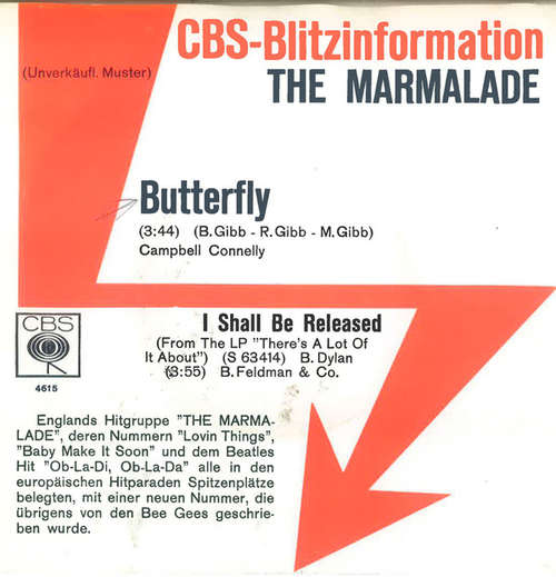 Cover The Marmalade - Butterfly (7, Single, Promo) Schallplatten Ankauf