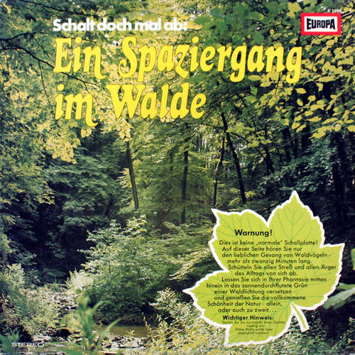Cover No Artist - Schalt Doch Mal Ab: Ein Spaziergang Im Wald / Träumen Am Strand (LP) Schallplatten Ankauf