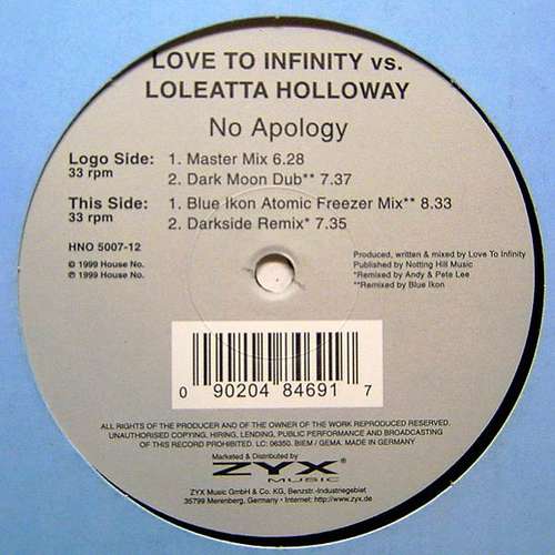 Cover Love To Infinity vs. Loleatta Holloway - No Apology (12) Schallplatten Ankauf