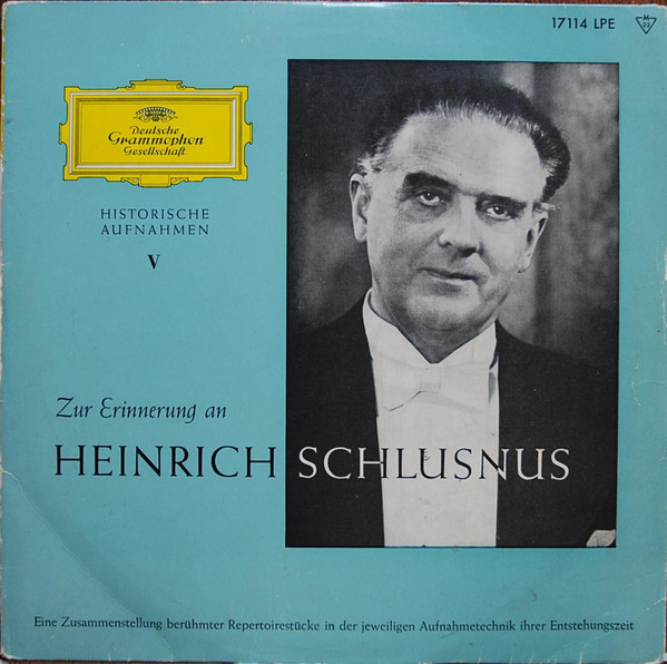 Cover Heinrich Schlusnus - Zur Erinnerung An Heinrich Schlusnus (10, Mono) Schallplatten Ankauf