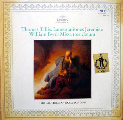 Cover Thomas Tallis / William Byrd - Pro Cantione Antiqua, London* - Lamentationes Jeremiae / Missa Tres Vocum (LP, Album, Gat) Schallplatten Ankauf