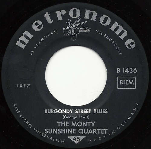 Cover The Monty Sunshine Quartet - Burgondy Street Blues (7, Single, Mono) Schallplatten Ankauf