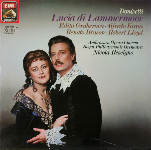 Cover Donizetti*, Edita Gruberova, Alfredo Kraus, Renato Bruson, Robert Lloyd (4), Ambrosian Opera Chorus*, Royal Philharmonic Orchestra*, Nicola Rescigno - Lucia Di Lammermoor (3xLP, Album, DMM + Box) Schallplatten Ankauf