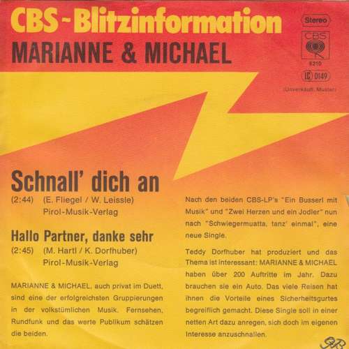 Cover Marianne & Michael - Schnall' Dich An (7, Single, Promo) Schallplatten Ankauf
