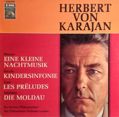 Cover Herbert von Karajan - Eine Kleine Nachtmusik / Kindersinfonie / Les Préludes / Die Moldau  (LP, Gol) Schallplatten Ankauf
