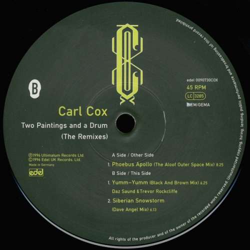 Cover Carl Cox - Two Paintings And A Drum (The Remixes) (12) Schallplatten Ankauf