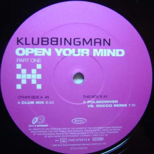 Cover Klubbingman - Open Your Mind (Part One) (12) Schallplatten Ankauf