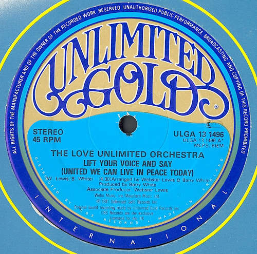 Cover The Love Unlimited Orchestra* - Lift Your Voice And Say (United We Can Live In Peace Today) (12) Schallplatten Ankauf