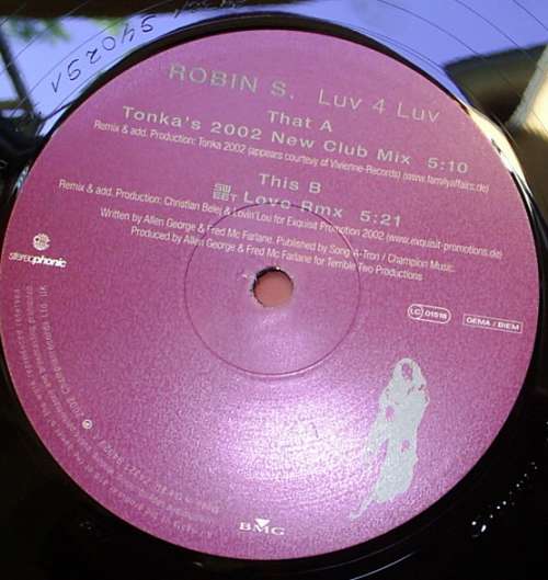 Cover Robin S. - Luv 4 Luv (2002 Remixes) (2x12, Promo) Schallplatten Ankauf