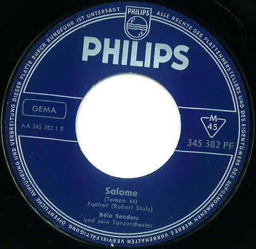 Cover Bela Sanders Und Sein Tanzorchester* - Salome / Tea For Two (7, Single, Mono) Schallplatten Ankauf