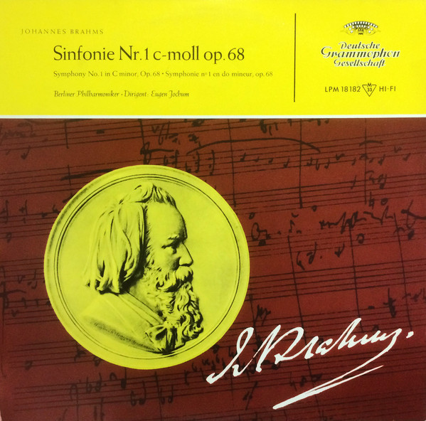 Cover Johannes Brahms, Berliner Philharmoniker Dirigent: Eugen Jochum - Sinfonie Nr. 1 C-moll Op. 68 (LP, Mono, RP) Schallplatten Ankauf