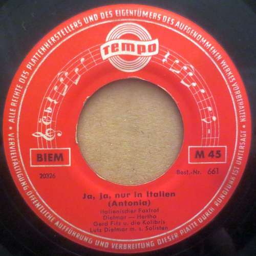 Cover Gerd Fitz - Ja, Ja, Nur In Italien (7, Single) Schallplatten Ankauf