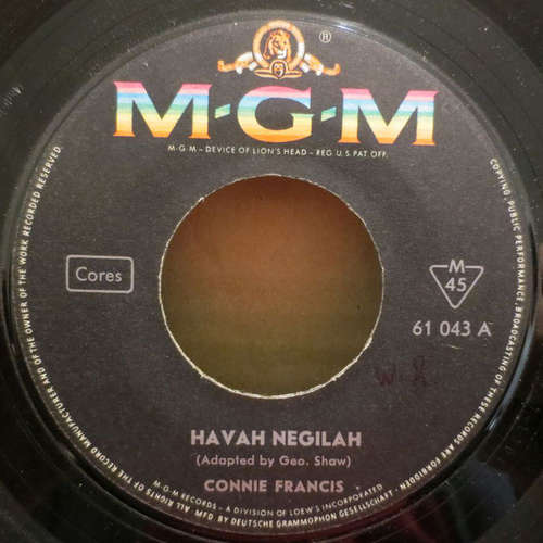 Cover Connie Francis - Havah Negilah (7, Single) Schallplatten Ankauf