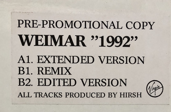 Cover Hirsh - Weimar 1992 (12, Promo) Schallplatten Ankauf