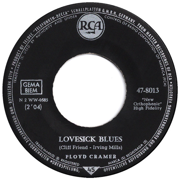 Cover Floyd Cramer - The First Hurt / Lovesick Blues (7, Single) Schallplatten Ankauf