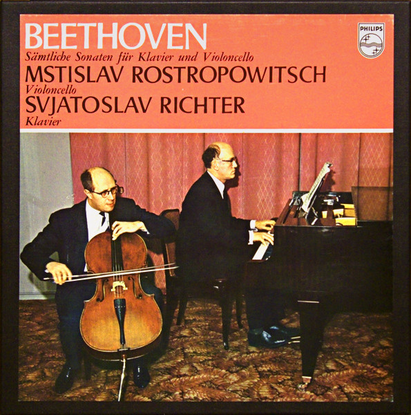 Cover Beethoven* - Mstislav Rostropowitsch*, Svjatoslav Richter* - Sämtliche Sonaten Für Klavier Und Violoncello (2xLP + Box, RP) Schallplatten Ankauf