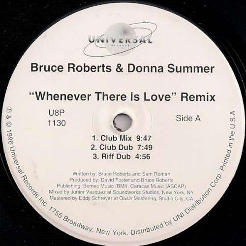 Cover Bruce Roberts & Donna Summer - Whenever There Is Love - Remix (12) Schallplatten Ankauf