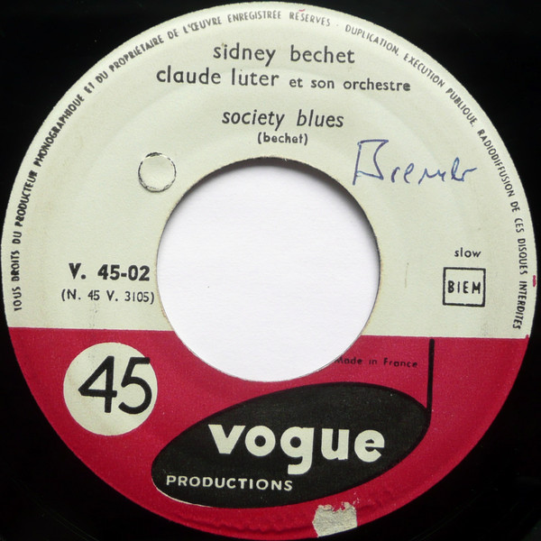Cover Sidney Bechet & Claude Luter Et Son Orchestre - Society Blues / Summertime (7, Single, Mono) Schallplatten Ankauf