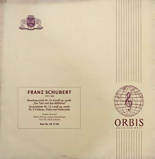Cover Schubert*, Endres Quartet* - Streichquartett Nr. 14 D-moll Der Tod Und Das Mädchen • Quartettsatz Nr. 12 (LP, Album, Mono) Schallplatten Ankauf
