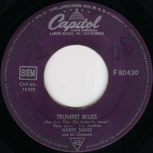 Cover Harry James And His Orchestra - Trumpet Blues / Two O'Clock Jump (7, Mono) Schallplatten Ankauf