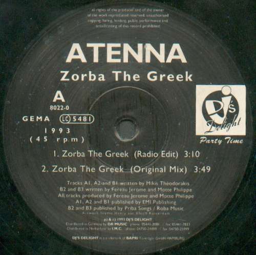Cover Atenna - Zorba The Greek (12, Maxi) Schallplatten Ankauf