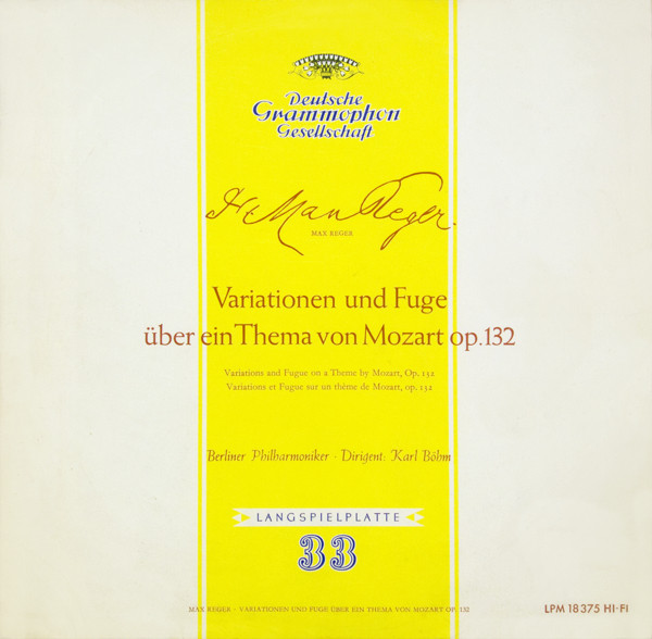 Cover Max Reger, Berliner Philharmoniker ∙ Karl Böhm - Variationen Und Fuge Über Ein Thema Von Mozart Op. 132 (LP, Mono, RP) Schallplatten Ankauf