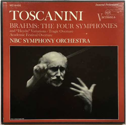 Cover Toscanini*, NBC Symphony Orchestra, Brahms* - The Four Symphonies And Haydn Variations · Tragic Overture · Academic Festival Overture (4xLP, Mono, RE + Box) Schallplatten Ankauf