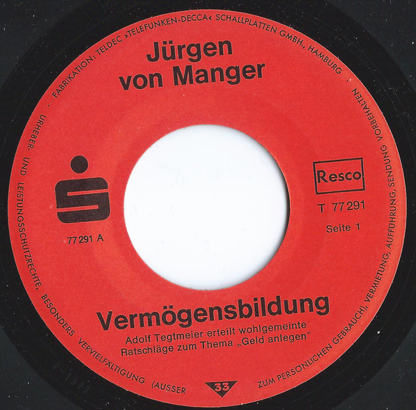 Cover Jürgen von Manger - Wer heute spart, lebt morgen besser (7, Single) Schallplatten Ankauf