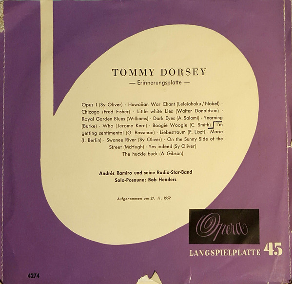 Cover Andrés Ramiro Und Seine Radio-Star-Band*, Bob Henders - Tommy Dorsey - Erinnerungsplatte (7, EP, Mono) Schallplatten Ankauf