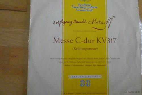 Cover Wolfgang Amadeus Mozart – Berliner Philharmoniker Dirigent: Igor Markevitch - Messe C-Dur (Krönungsmesse) (10, Mono) Schallplatten Ankauf