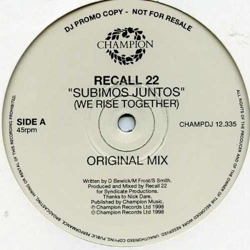 Cover Recall 22 - Subimos Juntos (We Rise Together) (12, Promo) Schallplatten Ankauf