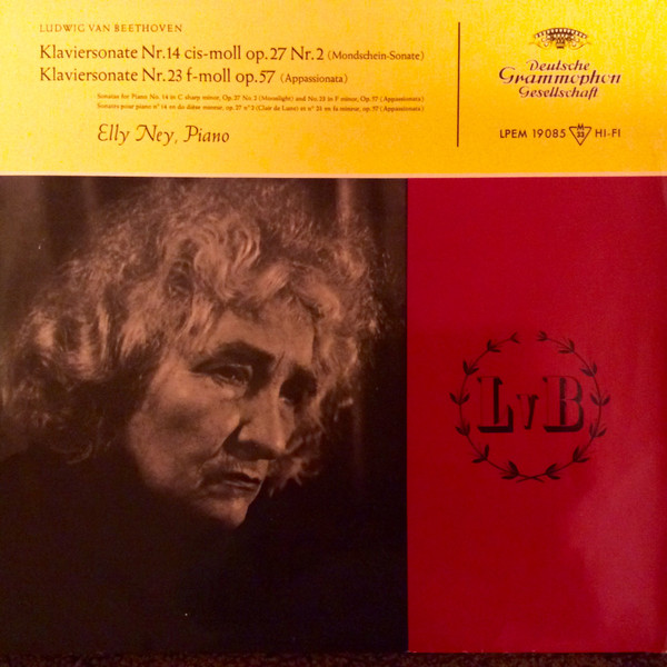 Cover Ludwig van Beethoven ‧ Elly Ney - Klaviersonate Nr. 14 Cis-moll Op. 27 Nr. 2 (Mondschein-Sonate) ‧ Klaviersonate Nr. 23 F-moll Op. 57 (Appassionata) (LP, Mono, RP) Schallplatten Ankauf