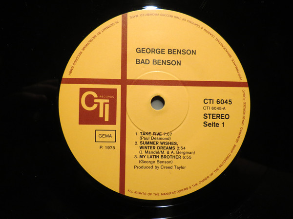 Cover George Benson - Bad Benson (LP, Album, Gat) Schallplatten Ankauf