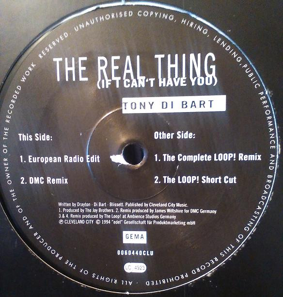 Bild Tony Di Bart - The Real Thing (If I Can't Have You) (12) Schallplatten Ankauf