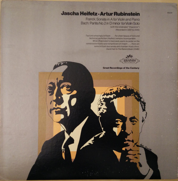 Cover Jascha Heifetz · Artur Rubinstein* - Franck* / Bach* - Sonata In A For Violin And Piano / Partita No. 2 In D Minor For Violin Solo (LP, Comp, Mono) Schallplatten Ankauf
