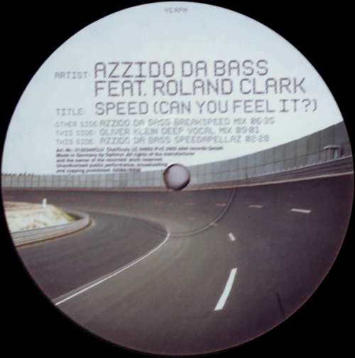 Cover Azzido Da Bass Feat. Roland Clark - Speed (Can You Feel It?) (Part 1 Of 3) (12) Schallplatten Ankauf